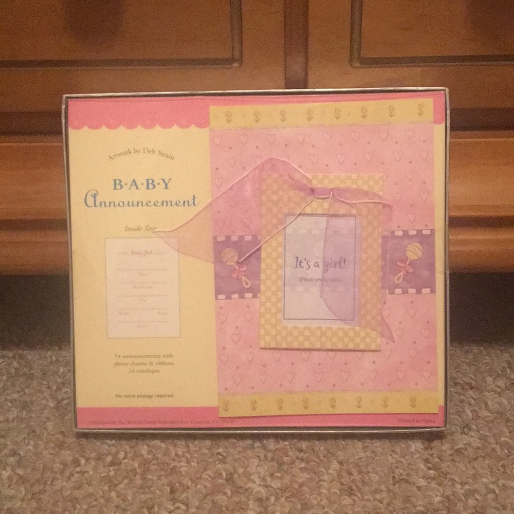 Baby girl announcement cards
